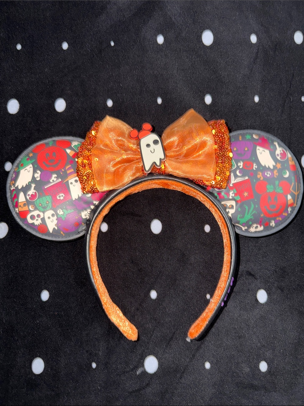 Disney Halloween Mickey Ears Ghost Minnie-Style Headband in Orange